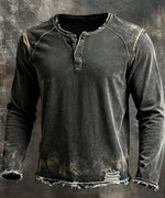 Men's Digital Printed Three Button Long Sleeved Sweatshirt
