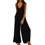 Elegant And Fashionable Wide-leg Pants With A Sexy Open-back V-neck
