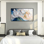 New Design Green Blue And White Seawaves Thick Canvas Handmade Oil Painting Original Abstract Beige Blue Sea Scape Wall Art Decor