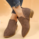 Womens Pointed-toe Low-heeled Martin Boots