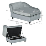 Luxury Dog Bed For Small Dogs, Hidden Storage, Soft Foam Couch, Modern Pet Furniture, Gray