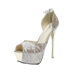Fashionable Ultra-high-heeled Fish-mouth Glittery Sandals With A Platform