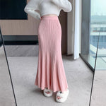 Knitted Sheath High-waisted Skirt For Women