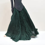 Ruffled Forest Girl Style Traditional Chinese Inspired Cotton Linen A Line Maxi Skirt