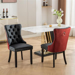 Furniture Collection, Modern High-End Tufted Solid Wood Contemporary PU & Velvet Upholstered Dining Chair-2 Piece Set