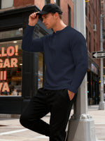Mens Long-Sleeve Sweatshirt With Jacquard Small Plaid Pattern
