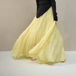 Ruffled Forest Girl Style Traditional Chinese Inspired Cotton Linen A Line Maxi Skirt