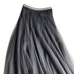 Elastic-waist Mid-length Slim-fit Mesh Skirt Fluffy Skirt Tulle Skirt