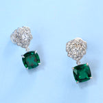 S925 Sterling Silver Rose Drop Earrings, 8mm 6ct Lab-Grown Ruby Sapphire Emerald, Platinum Plated 5g Women's Jewelry Gift Box