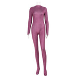 Womens Long-Sleeve Bodysuit With European And American Snake-Print Mesh And Floral Print