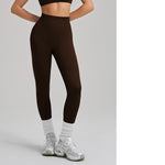 High-Elastic Seamless Knit Yoga Pants For Women, Peach Hip Lifting Workout Leggings For Training, Fitness & Running, Summer Style