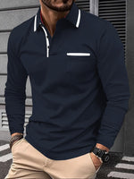 Mens Business-Casual Long-Sleeve Polo Shirt