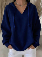 Casual Solid-color Trendy Hoodie With Drawstring And Long Sleeves
