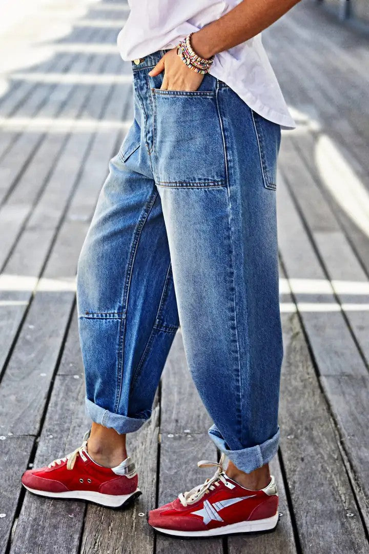Non-leather Loose Curved Knife Pants