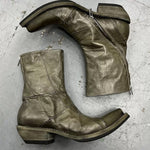 Men's Retro Dark Stitched Patchwork Square Toe Boots