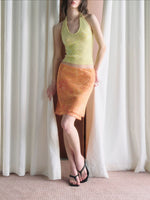 Orange-printed Low-rise Skirt For Summer