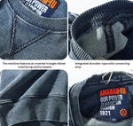 American Round Neck Hoodie Men's Heavy Water Washed Long Sleeved Top