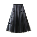 Bow-knot Tulle Skirt For Fallwinter Figure-flattering High-waisted A-line Style