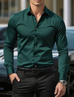 Men's Pigment Business Casual Long Sleeve Shirt