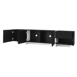 TV Cabinet, Black High-gloss Cabinet And White Contrasting Table Legs, With Simple Cabinet Doors And Drawers.