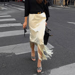 Fashionable Casual Straight-leg Tassel Skirt For Women