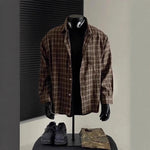 New Mens Long-sleeve Plaid Shirt