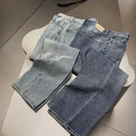 Retro Washed High-waisted Straight-leg Jeans, British Casual Style