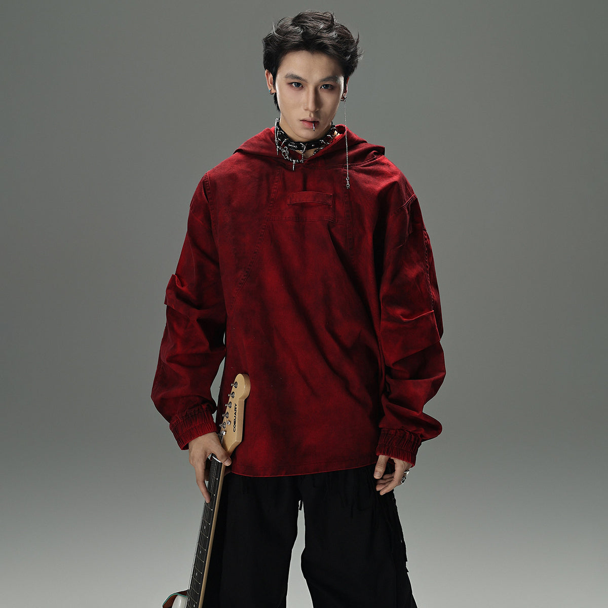 High-street Cross-embroidered Loose-fit Long-sleeve Couples Sweatshirt