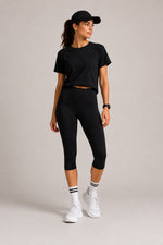 Women's High Waist Capri Leggings With Side Pocket Stretch Cropped Active Pants