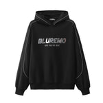 Mens American-style High-street Reflective-striped Hooded Sweatshirt Mirrored Finish