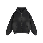 Fleece-lined Streetwear-inspired Washed Hoodie With Gradient Spray-dye Jacket
