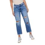 Womens Casual Long Denim Jeans With Rips