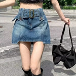 Retro Denim Skirt Womens Hong Kong Style Spicy Girl Skort