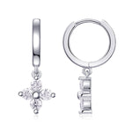 S925 Sterling Silver Clover Drop Earrings, D-VVS1 Moissanite Huggie Dangle, Platinum Plated 3.8g Women's Jewelry Gift Box