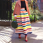 Striped Casual Loose-fitting A-line Maxi Skirt