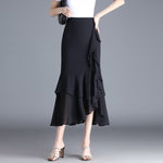Womens Irregular Ruffled Chiffon Skirt