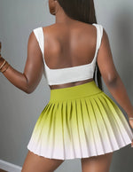 Anti-exposure Gradient Pleated Skirt High-waisted Fitness Yoga Short Skirt