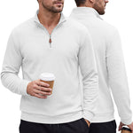 Mens Half-Zip Stand-Neck Long-Sleeve Top Plus-Size Casual Sweatshirt