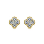 S925 Sterling Silver Clover Stud Earrings, 4mm D-VVS1 Moissanite 5-Stone Cluster, Platinum Plated 3.4g Elegant Women's Gift Box