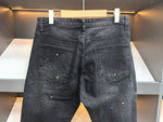 Men's Fashionable Straight-Leg Ripped Black Jeans