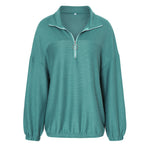 Fashionable Casual Pullover V-Neck Solid Color Loose Sweatshirt