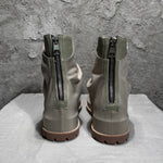Zip Platform Men's High-top Pleated Leather Knight Boots