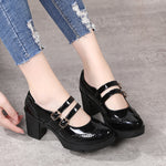 Chunky-heeled Patent Leather Wedge Sandals With A Strap-and-buckle Closure