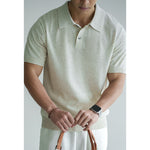 Tencel-linen Blended Floral-textured Knitted Short-sleeve T-shirt