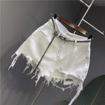 Raw-edged Irregular Denim Skirt