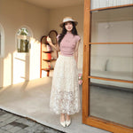 Retro Crochet Hollow-out Design Midi Skirt