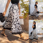 Casual Resort Flared Midi Skirt With A Botanical Print