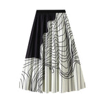 Black-and-white Contrast Irregular-striped Figure-flattering Vintage Long Dress