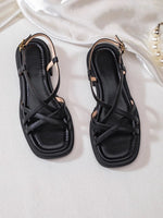 Retro-style Leather Open-toe Sandals With Crisscross Straps