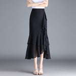 Womens Irregular Ruffled Chiffon Skirt